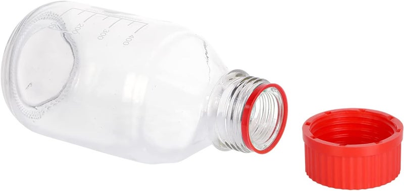 Pastein 8 Pieces 500 mL Graduated Round Reagent Media Bottle Storage Glass Bottle with GL45 Red Screw Cap - Image 3